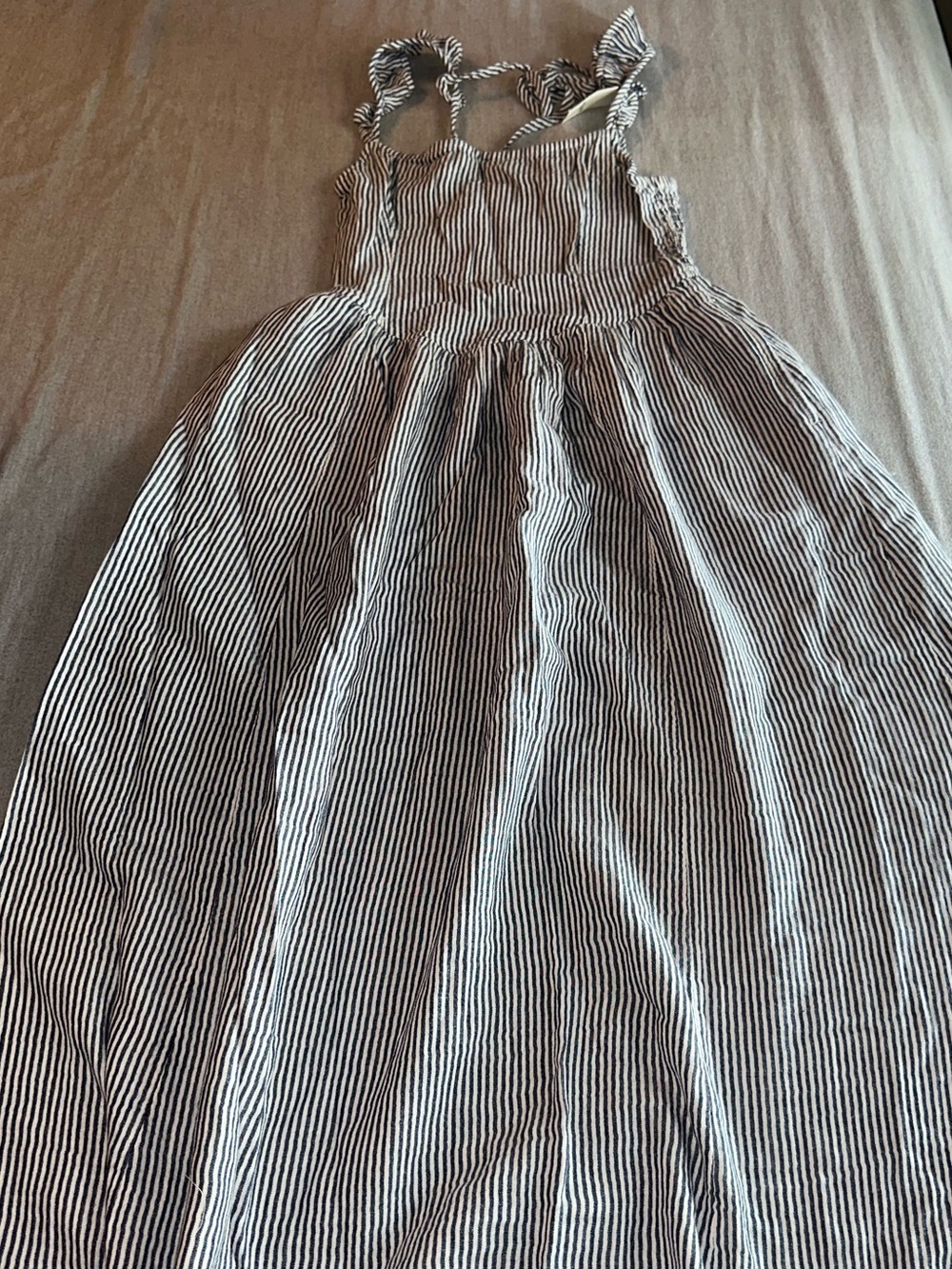 aerie Blue and White Pinstripe Midi Sundress - Picture 3 of 6